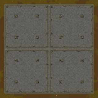 Quatro blocos lado a lado (200 × 200 tiles): as bordas de blocos vizinhos formam uma rua de 12 tiles entre eles, capturados no jogo